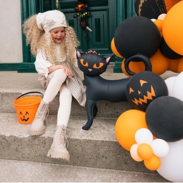 PartyDeco Standing Black Cat Halloween Balloon