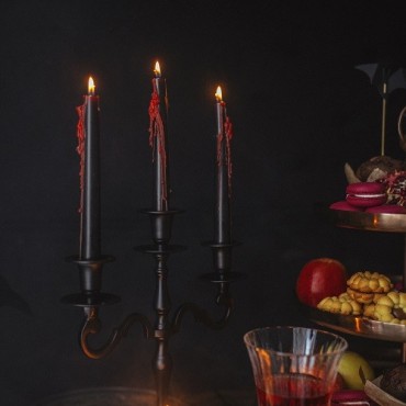 PartyDeco Bleeding Black Halloween Candles 3 Pieces