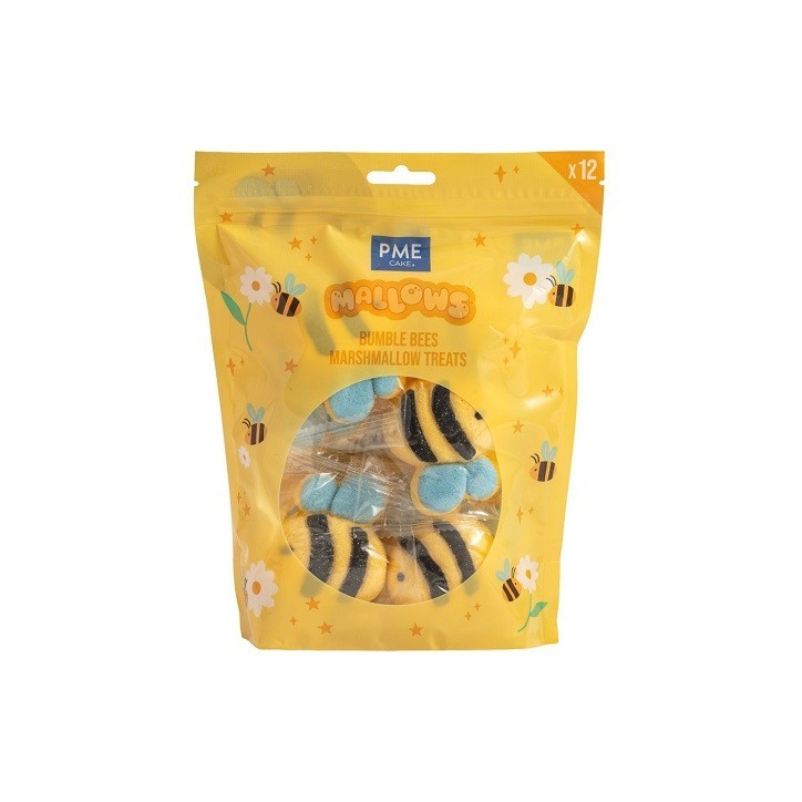 PME Marshmallow Bumble Bees 12 Stück – Essbare Marshmallow Hummeln