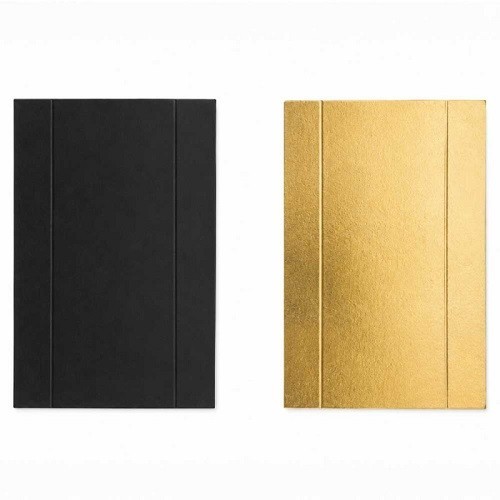 Patisdécor 10 Rectangular Mini Cake Boards Gold/Black 13x4.5cm