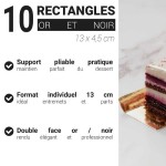 Patisdécor 10 Rectangular Mini Cake Boards Gold/Black 13x4.5cm