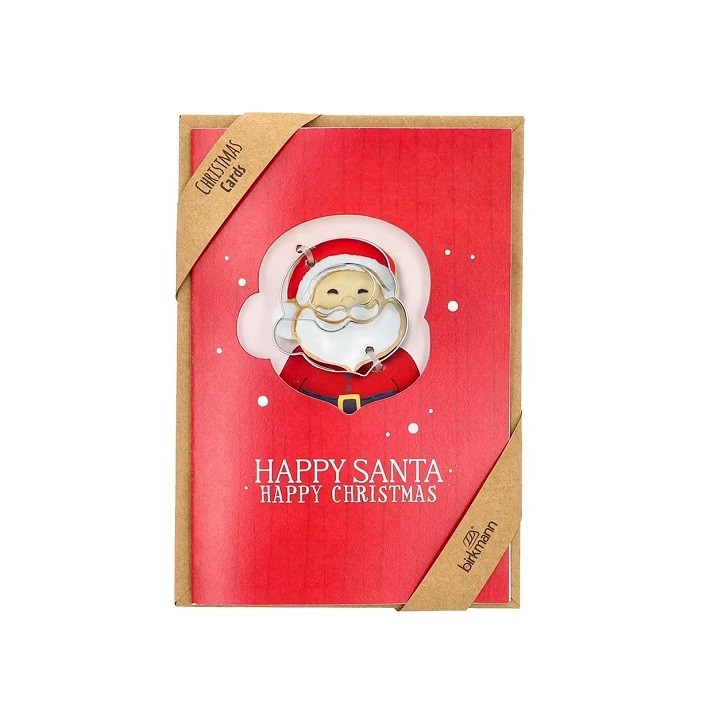 Birkmann Weihnachtskarte mit Happy Santa Ausstechform