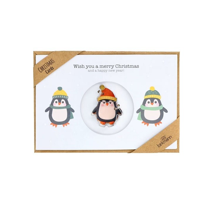Birkmann Weihnachtskarte mit Pinguin Ausstechform