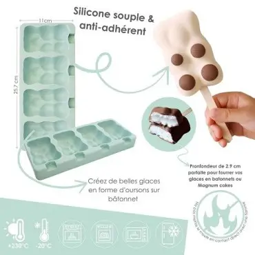 ScrapCooking Teddy Bear Ice Cream Silicone Mould for 4