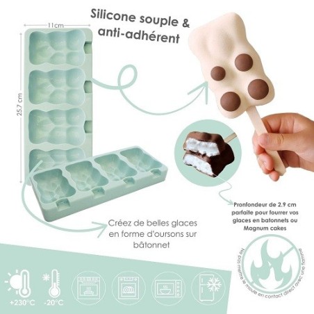 ScrapCooking Teddybär Glace Silikonform für 4 Bären