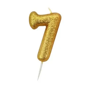 Anniversary House Zahlenkerze 7 Gold Glitzer 6.5cm