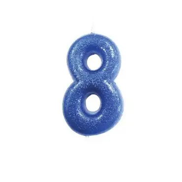 Anniversary House Zahlenkerze 8 Blau Glitzer 6.5cm