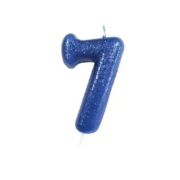 Anniversary House Zahlenkerze 7 Blau Glitzer 6.5cm