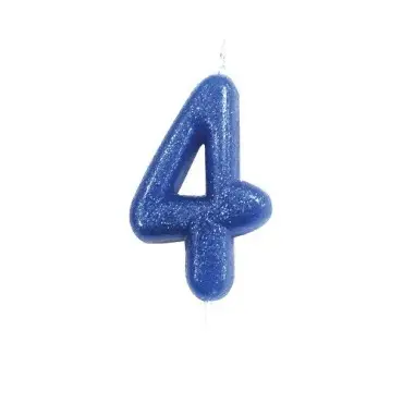 Anniversary House Zahlenkerze 4 Blau Glitzer 6.5cm