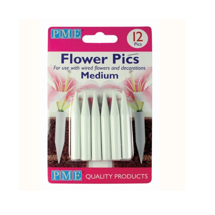 PME Blumen Spitzen – 12 Stück für sichere Blumendekoration auf Torten