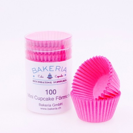 Bakeria Mini Cupcake Förmchen Uni Dunkel Rosa, 100 Stück