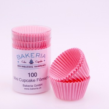 Bakeria Mini Cupcake Förmchen Uni Hell Rosa, 100 Stück