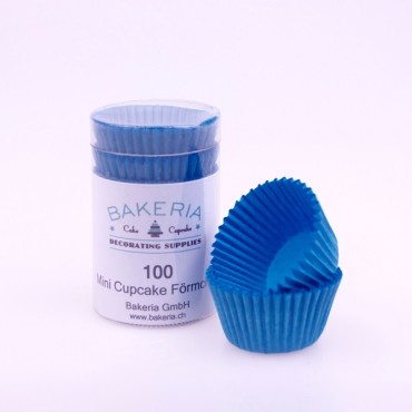 Bakeria Mini Cupcake Förmchen Uni Blau, 100 Stück