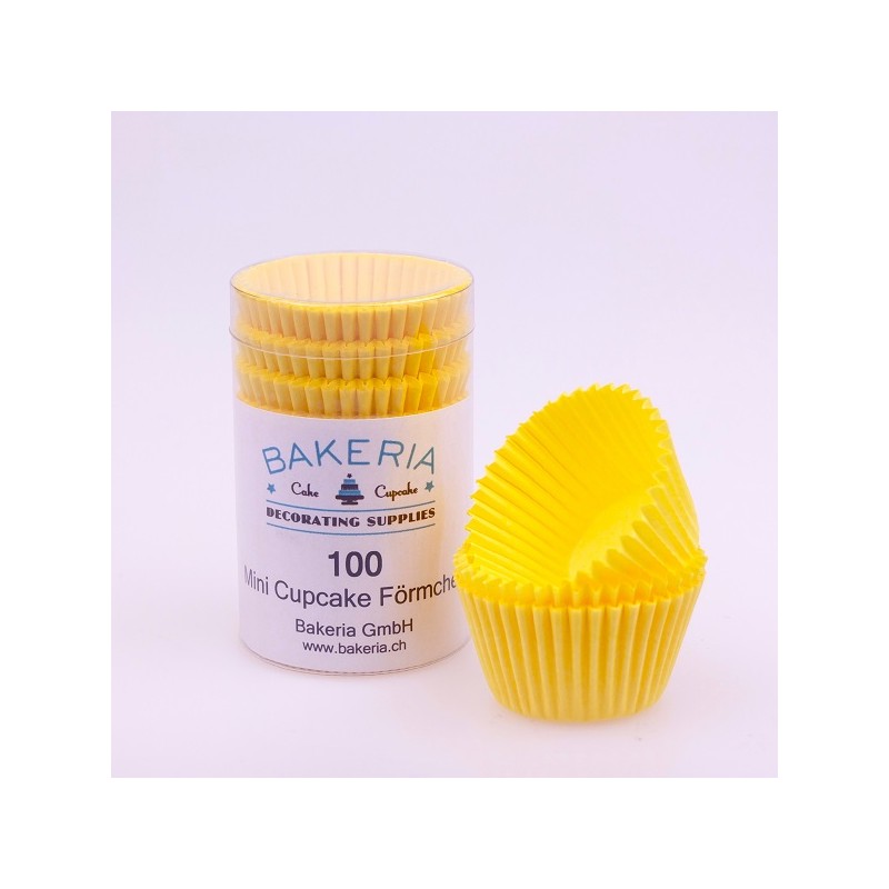 Bakeria Mini Cupcake Förmchen Uni Gelb, 100 Stück
