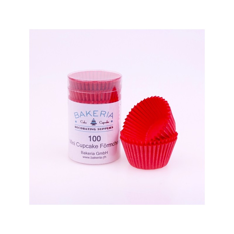 Bakeria Mini Cupcake Förmchen Uni Rot, 100 Stück