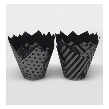 Vogue Black/Silver Tulip Muffin Wraps, 50 pcs