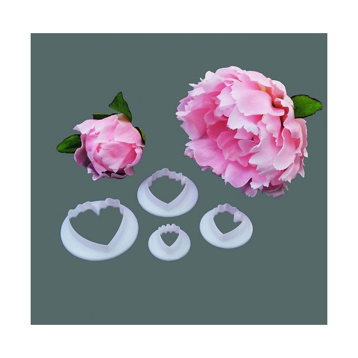 FMM Pfingstrose Ausstecher Set – 4 Grössen für realistische Blüten aus Blütenpaste