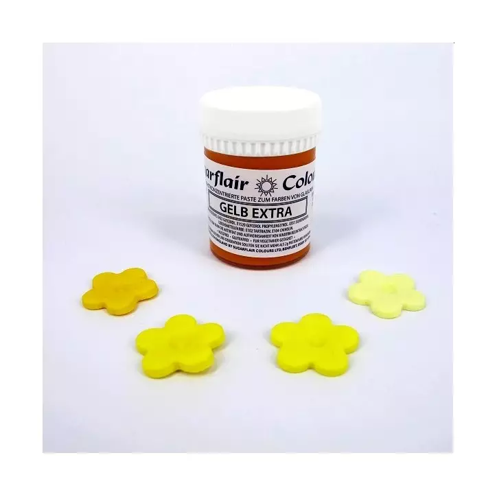 Sugarflair Lebensmittelfarbe Paste Extra Gelb – Intensives Gelb für Torten und Dekorationen