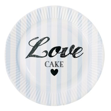 Miss Étoile Papierteller Love Cake blau, 8 Stück