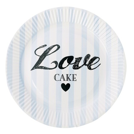 Miss Étoile Paper Plates Love Cake blue, 8 pcs