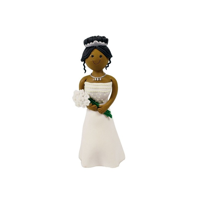 Black Haired Bride Cake Topper