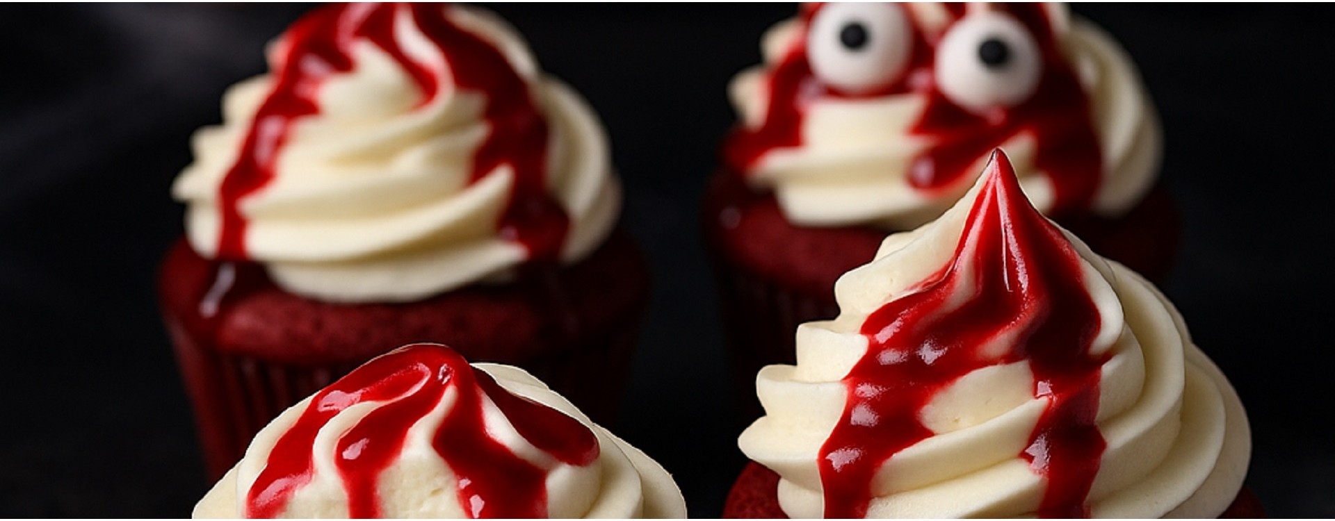 Blutige Red Velvet Cupcakes mit Himbeerfüllung Blutige Red Velvet Cupcakes mit Himbeerfüllung