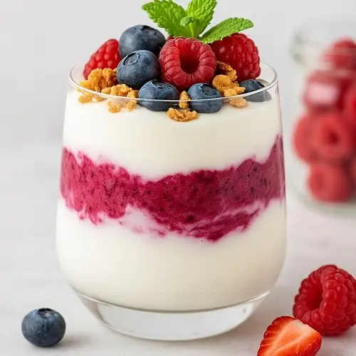 Sommerliche Joghurt-Beeren-Creme im Glas