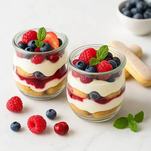 Tiramisu im Glas mit Beeren