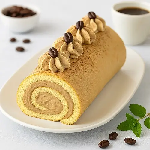 Biskuitrolle mit Kaffeecreme