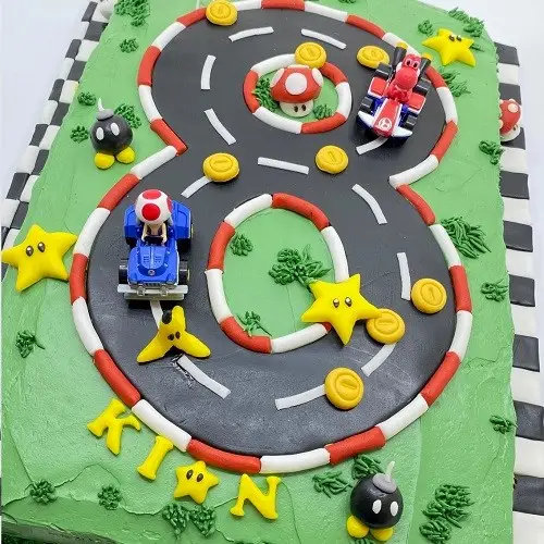 Mario Kart Torte zum 8. Geburtstag – Rennspass auf dem Blech!