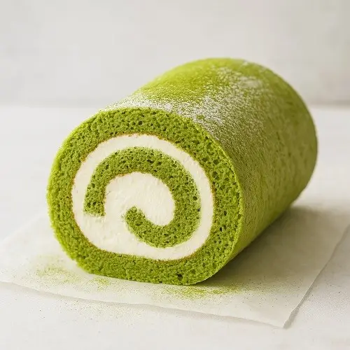 Matcha-Roulade mit Vanille-Mascarpone-Füllung