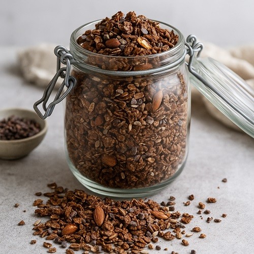 Knusper-Granola mit Kakao Nibs & Mandeln