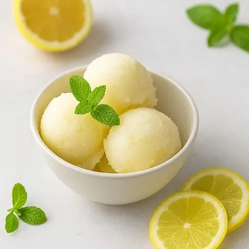 Zitronensorbet mit Minze