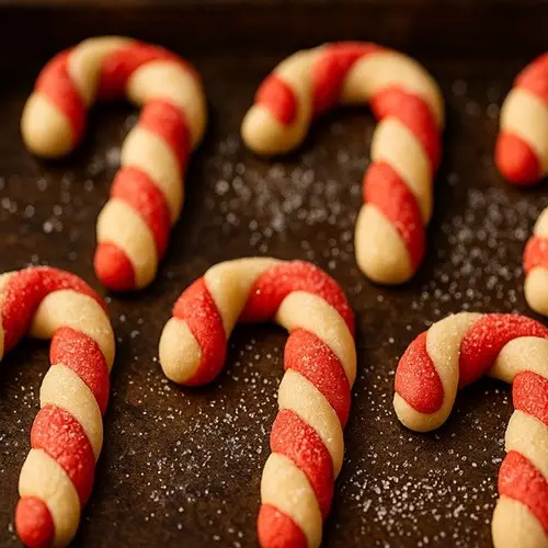 Zuckerstangen-Kekse mit Pfefferminzaroma